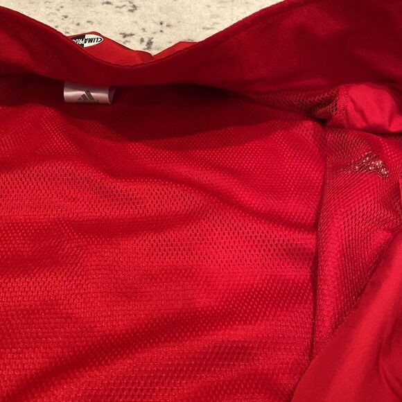 Adidas Red And Navy Jacket Windbreaker Size XL 3 stripes front and center GUC - Picture 11 of 11